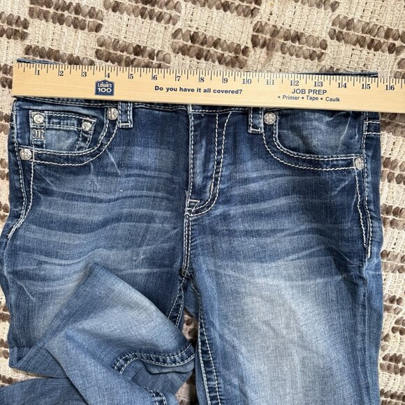 Y2K Miss Me Chloe Boot Cut Jeans Sz 30 Rhinestone Embellished Bling Back Pockets - Picture 8 of 12